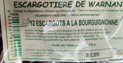 [12 pt gris bourg] Petit-gris à la bourguignonne en vrac par 12 pièces